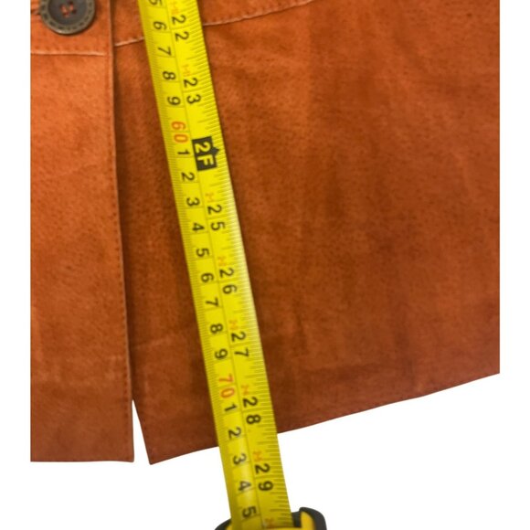 Chicos Womens Blazer Jacket Size 3 US XL Orange Suede Leather Single Breasted - Picture 5 of 7